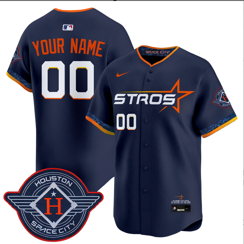Men Houston Astros 2025 City Connect Vapor blue Limited Custom Stitched Jersey->customized mlb jersey->Custom Jersey
